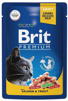 Brit Premium Влажный корм для кошек с Лососем и Форелью в соусе (85 г)8854