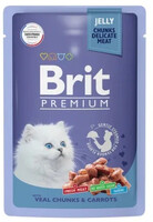 Brit Premium Kitten Влажный корм для котят с Телятиной и Морковью в желе (85 г)0116
