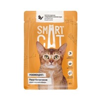 Smart Cat влажный корм 85г для взрослых кошек и котят: кусочки курочки с морковью в нежном соусе
