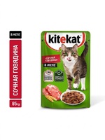 Kitekat Влажный корм для кошек Сочные кусочки в желе с говядиной, 85 г, 5980