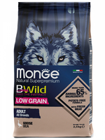 Monge сухой корм 2,5кг BWILD Adult для взрослых собак всех пород мясо Гуся низкозерновой
