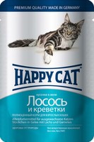 Happy Cat хэппи кэт с лососем и креветками в желе 100 г