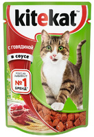 Kitekat Влажный корм для кошек Сочные кусочки в соусе с говядиной, 85 г,5966