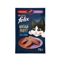 Felix Влажный корм для кошек Вкусный паштет с Говядиной и Ягненком (75 г) 3334