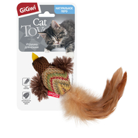 GIIGWI игрушка для кошек Птичка с перьями/ткань игр д/к