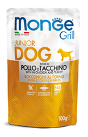 Влажный корм MONGE DOG GRILL 100г ПАУЧ для щенков Курица, Индейка (3178)