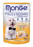 Влажный корм MONGE DOG 100г ПАУЧ для собак Курица, Индейка (3116)