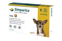 Симпарика таблетки для собак от блох и клещей 5мг, вес 1,3-2,5 кг 3 табл/уп