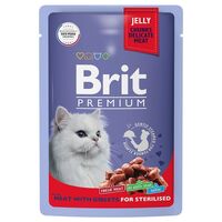 Brit Premium Влажный корм для стерилизованных кошек Мясное ассорти с потрошками в желе (85 г) 0222